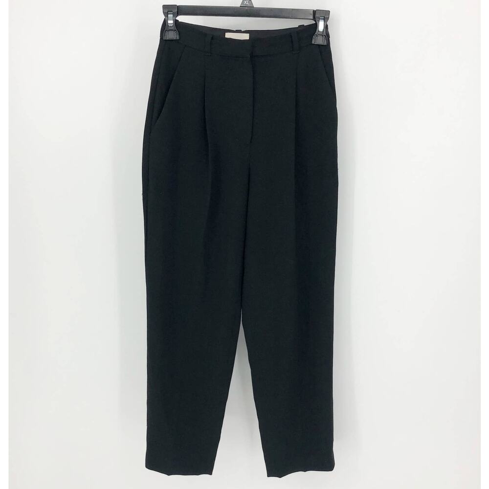Wilfred Women's Essie Pants 00 Black Pleat High Waist Tapered Dress Trouser